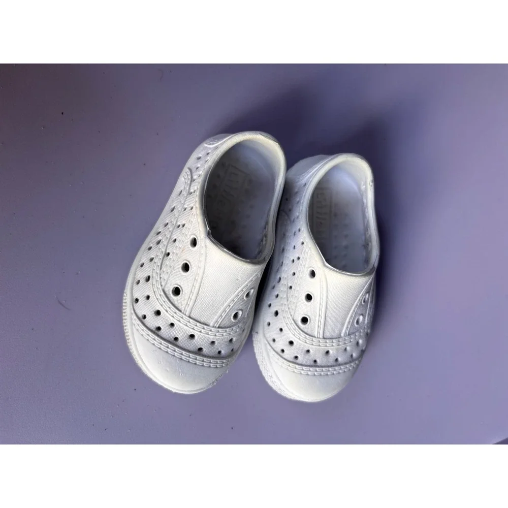 Little Me Kids White Perforated Slip On Water Shoes Size 3 baby EVA Sandals